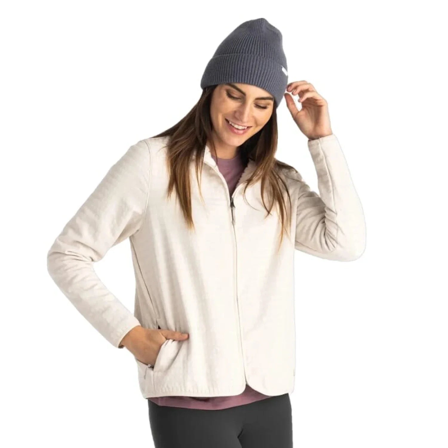 Free Fly Apparel 02. WOMENS APPAREL - WOMENS JACKETS - WOMENS JACKETS FLEECE Women's Gridback Fleece Jacket STONE