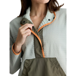 Free Fly Apparel 02. WOMENS APPAREL - WOMENS HOODIES|SWEATERS - WOMENS PO SWEATERS Women's Gridback Fleece Snap Pullover DESERT SAGE