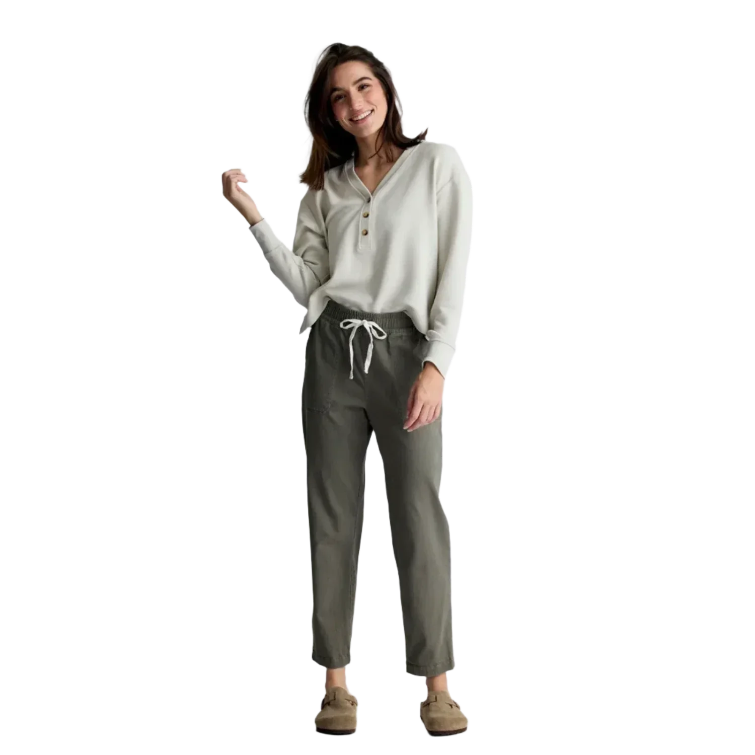 Free Fly Apparel 02. WOMENS APPAREL - WOMENS PANTS - WOMENS PANTS CASUAL Women's Pacifica Twill Pant SMOKEY OLIVE