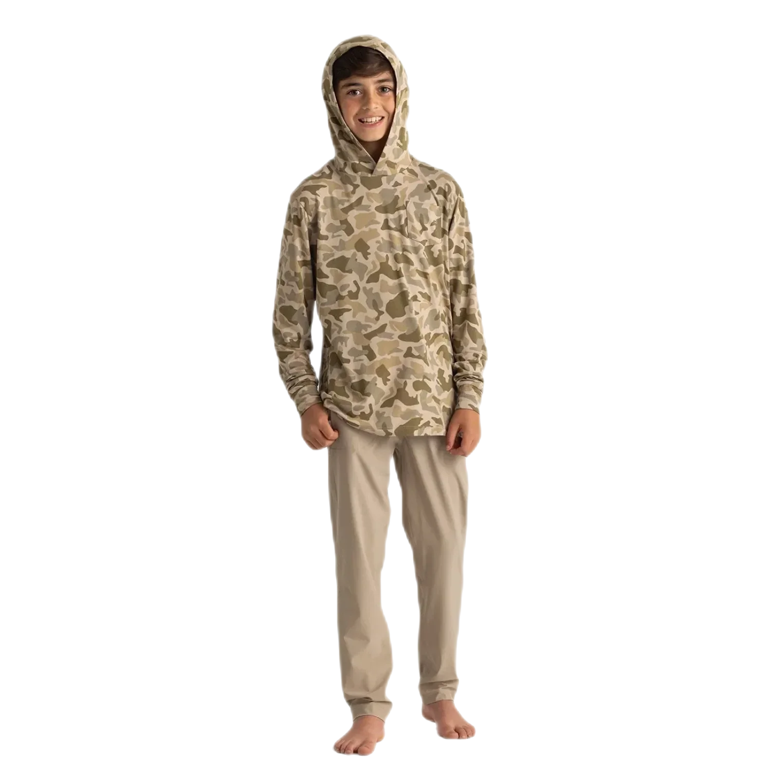 Free Fly Apparel 03. KIDS|BABY - KIDS - KIDS TOPS Youth Bamboo Shade Hoodie BARRIER ISLAND CAMO