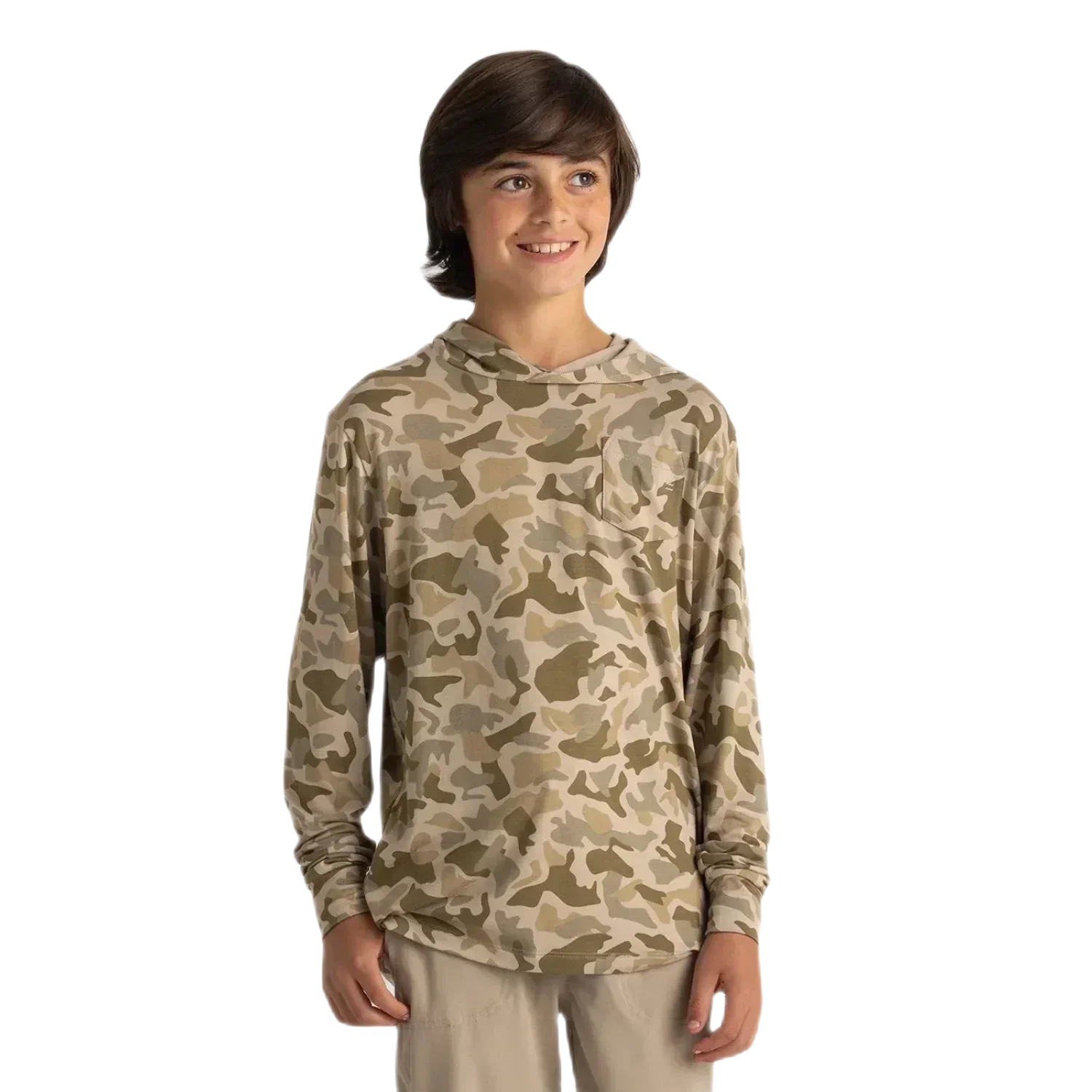 Free Fly Apparel 03. KIDS|BABY - KIDS - KIDS TOPS Youth Bamboo Shade Hoodie BARRIER ISLAND CAMO