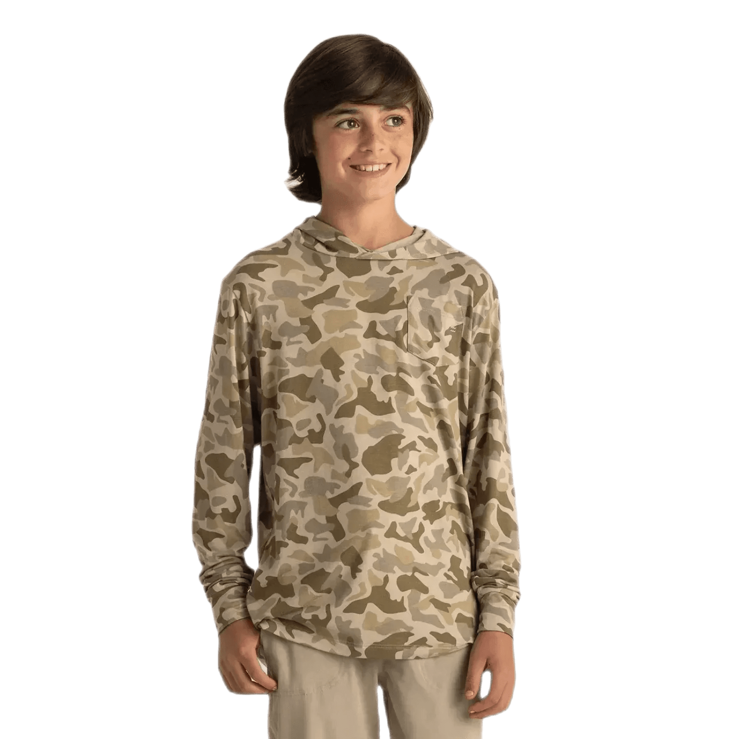 Free Fly Apparel 03. KIDS|BABY - KIDS - KIDS TOPS Youth Bamboo Shade Hoodie BARRIER ISLAND CAMO