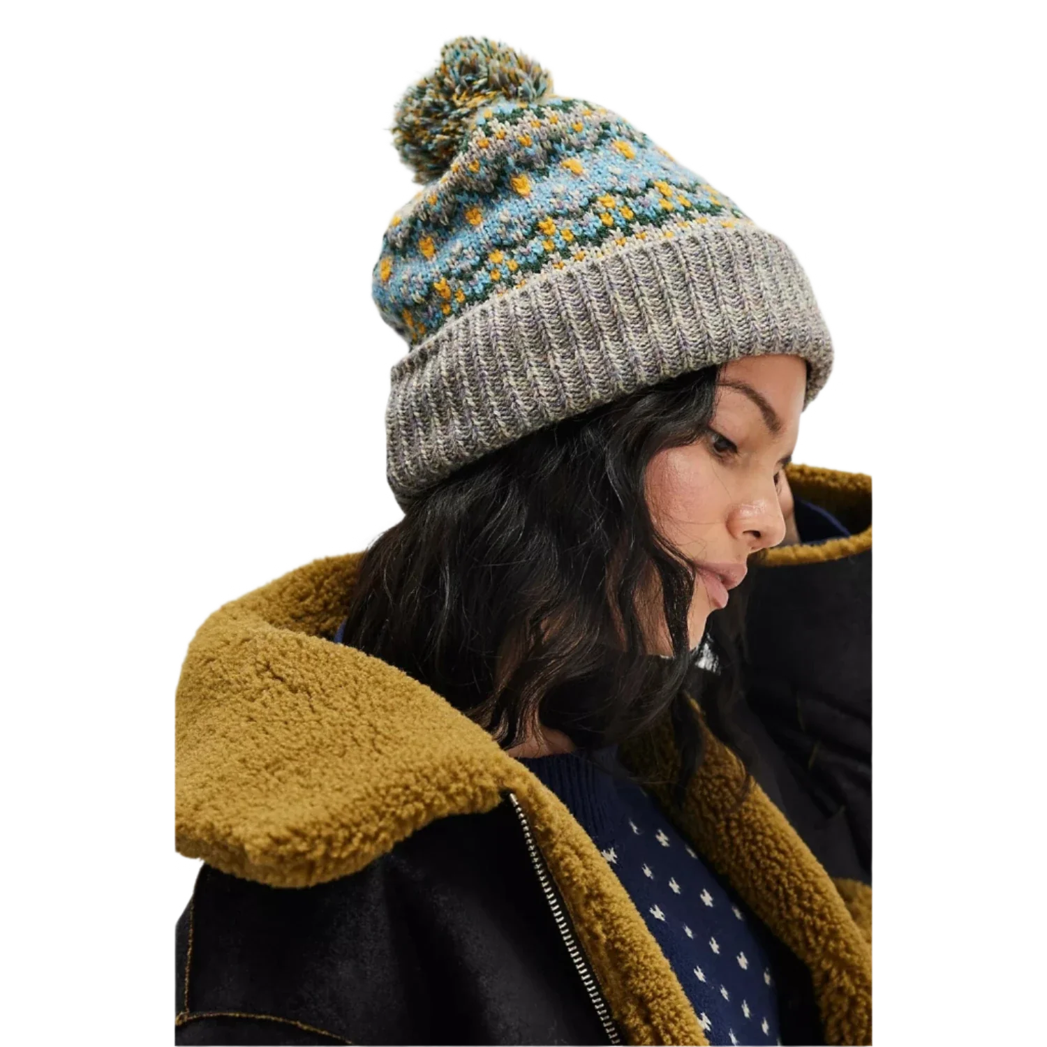 Free People 11. HATS - HATS WINTER - HATS WINTER Women's First Frost Fairisle Pom Pom Beanie 3300 SAGE OS