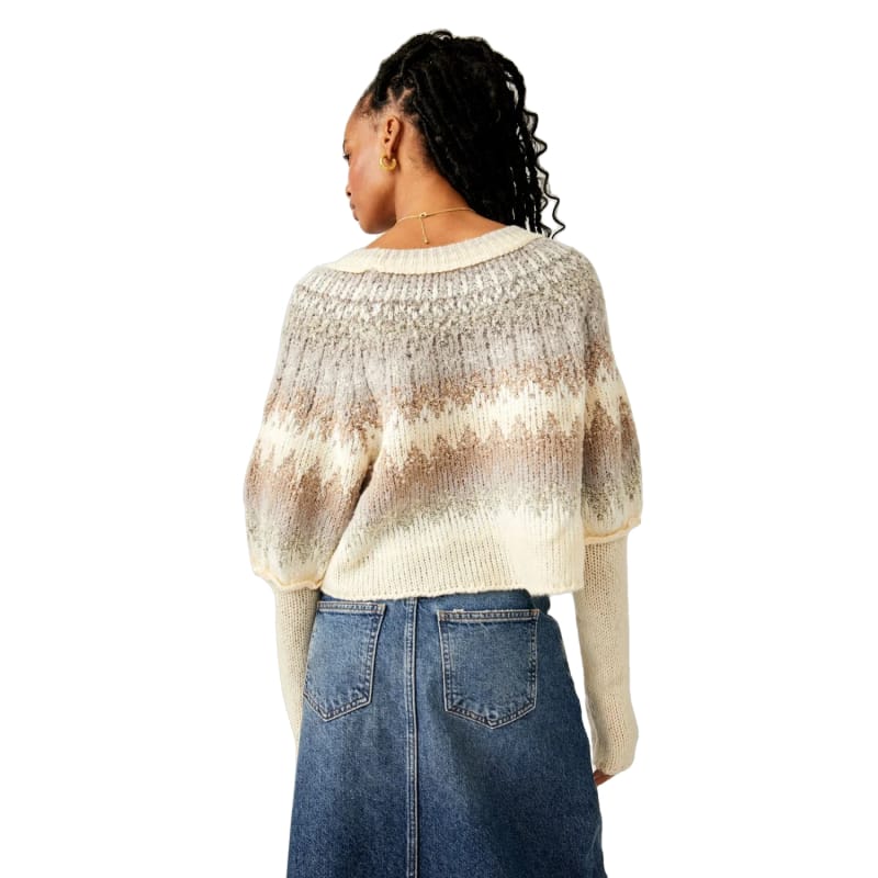 Free People 09. W. SPORTSWEAR - W. SWEATER Women's Home for the Holidays Sweater 1108 SHADES OF CREAM COMBO