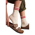 Free People 06. SOCKS - WOMENS SOCKS - WOMENS SOCKS GIFT Women's Jackson Cozy Stripe Socks 6600 CLASSIC RED OS