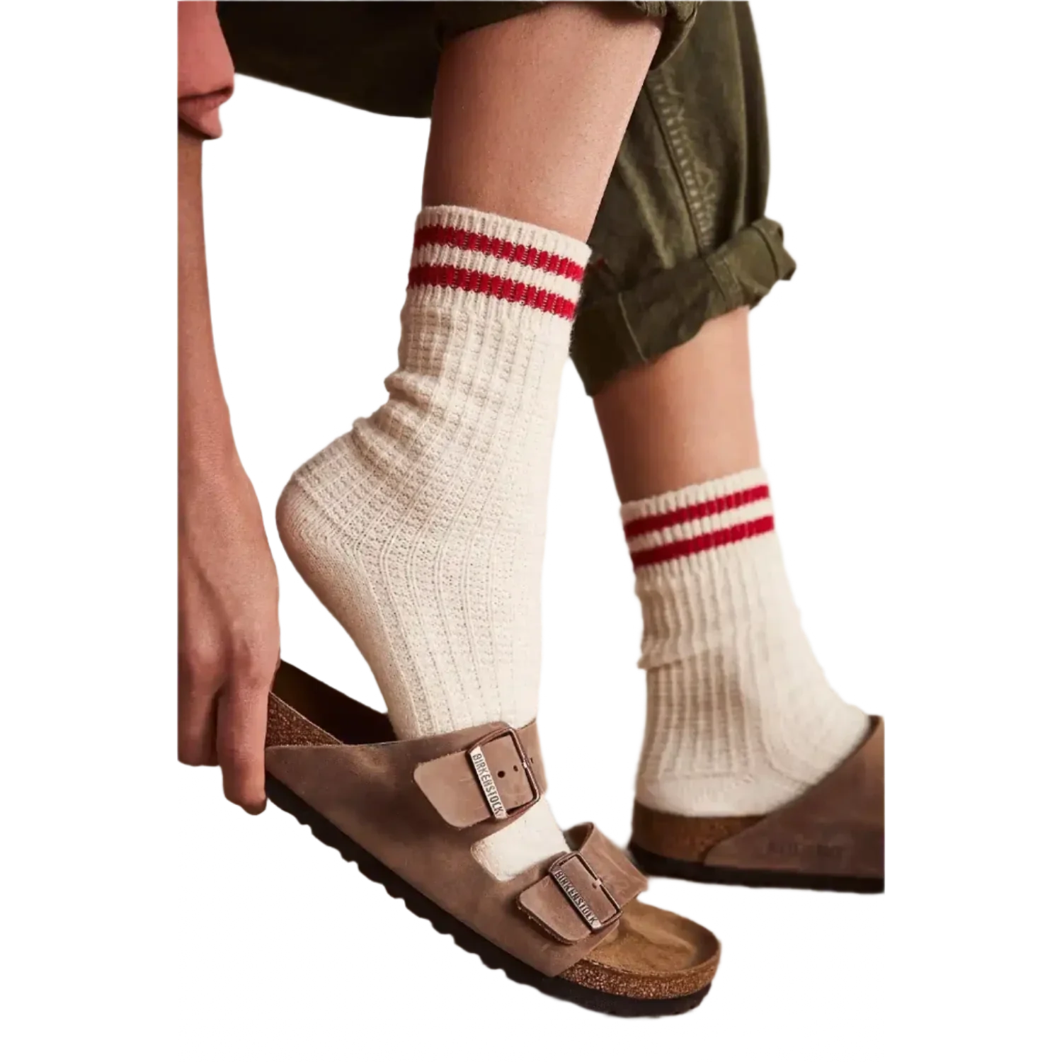 Free People 06. SOCKS - WOMENS SOCKS - WOMENS SOCKS GIFT Women's Jackson Cozy Stripe Socks 6600 CLASSIC RED OS