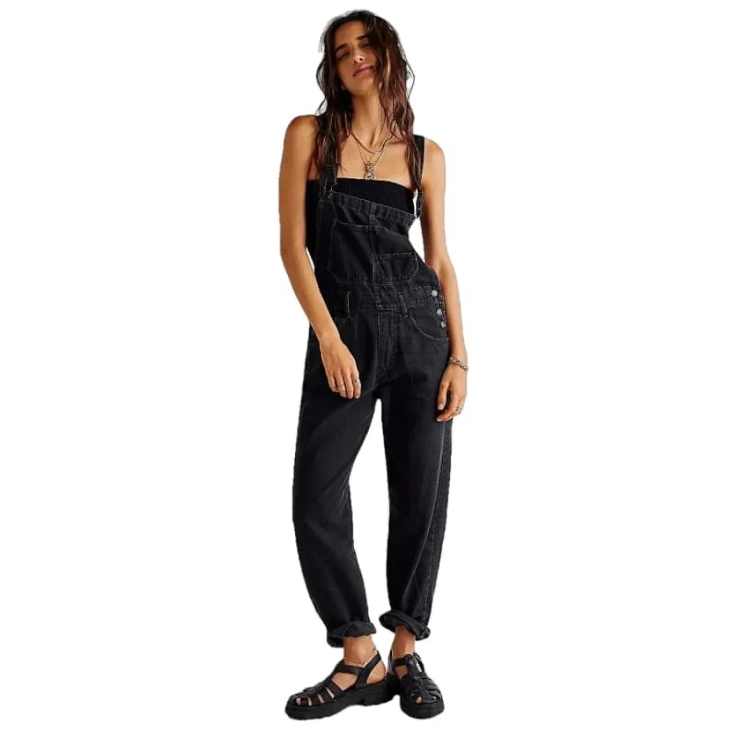 Free People 02. WOMENS APPAREL - WOMENS DRESS|SKIRT - WOMENS JUMPERS Women's Ziggy Denim Overall MINERAL BLACK