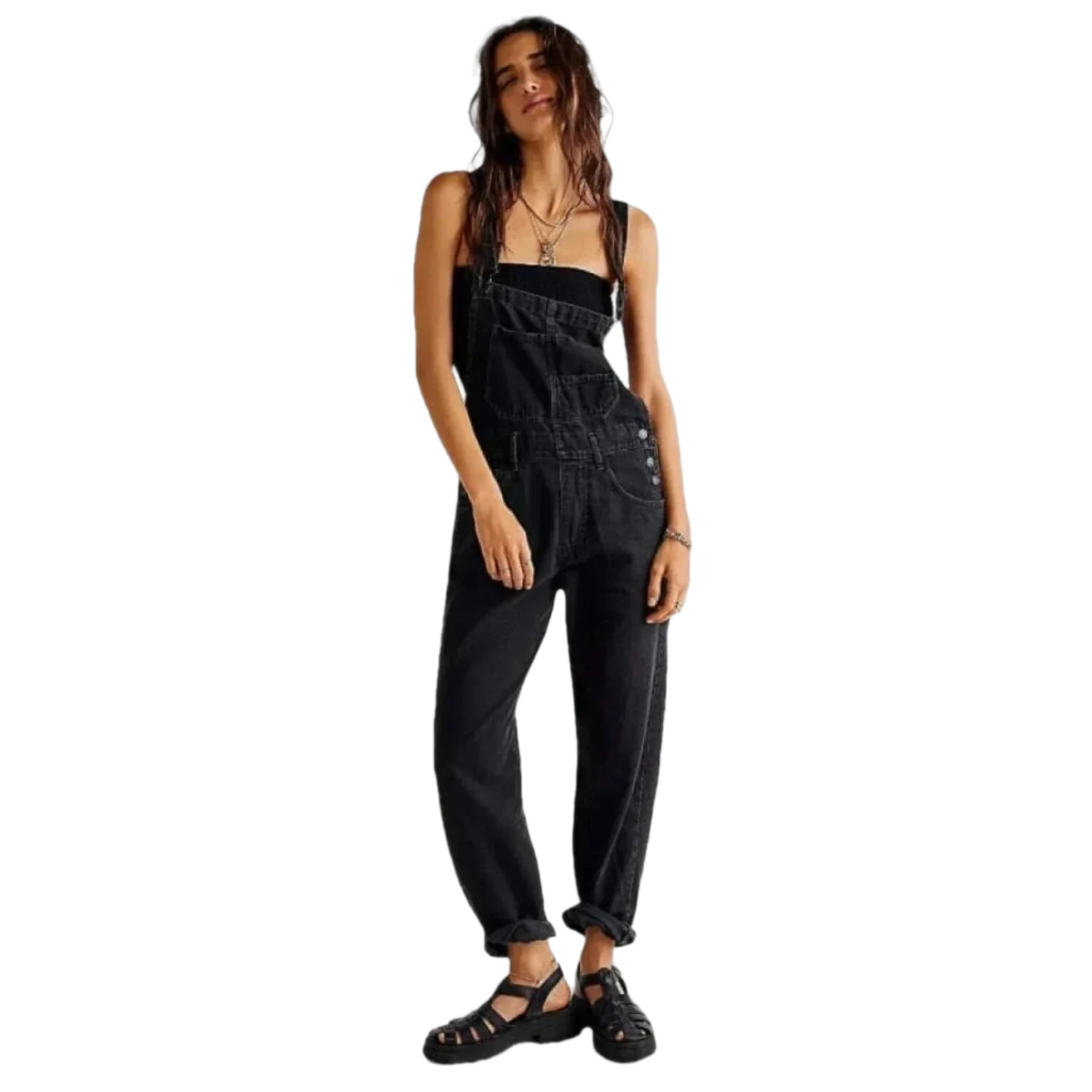 Free People 02. WOMENS APPAREL - WOMENS DRESS|SKIRT - WOMENS JUMPERS Women's Ziggy Denim Overall MINERAL BLACK