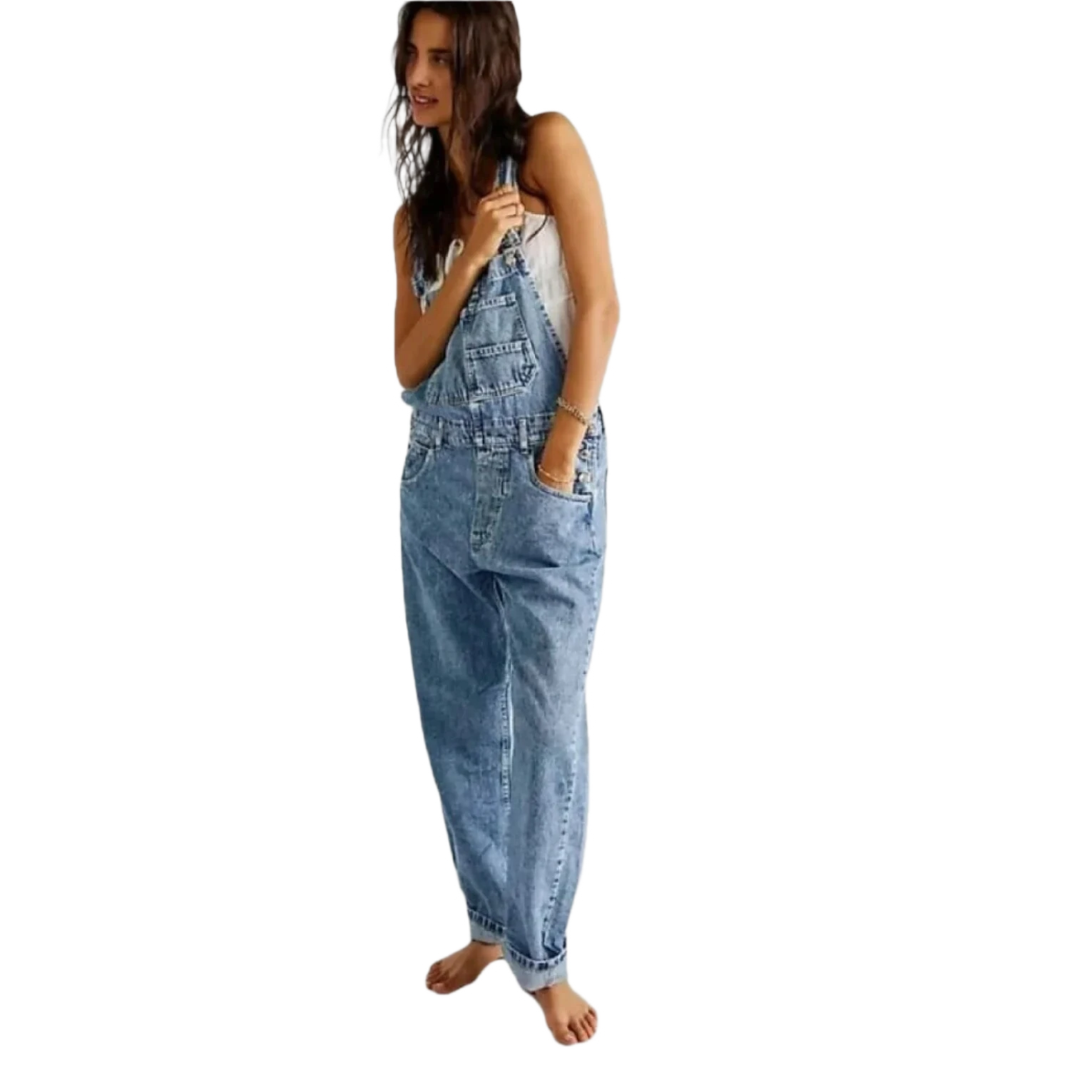 Free People 02. WOMENS APPAREL - WOMENS DRESS|SKIRT - WOMENS JUMPERS Women's Ziggy Denim Overall POWDER BLUE