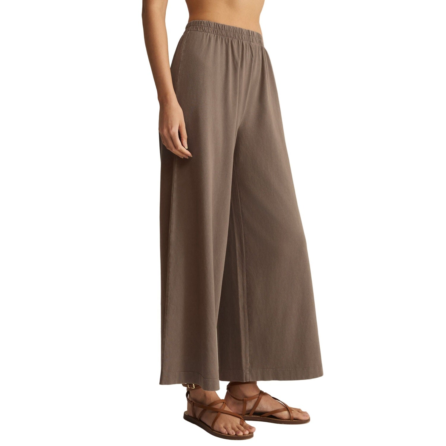 Z Supply 02. WOMENS APPAREL - WOMENS PANTS - WOMENS PANTS CASUAL Women's Scout Jersey Crop Flare Pant PFT PERFECTLY TAUPE