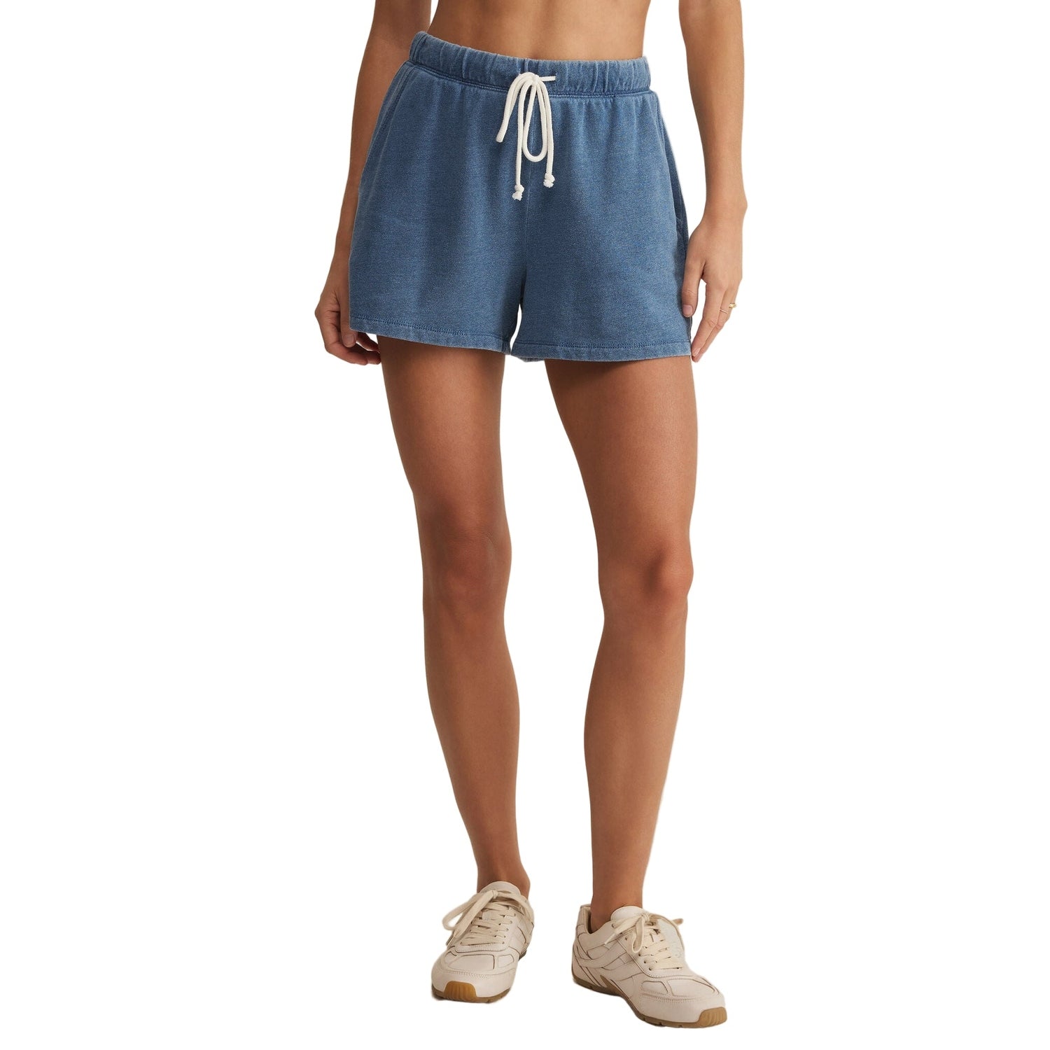 Z Supply 02. WOMENS APPAREL - WOMENS SHORTS - WOMENS SHORTS CASUAL Women's Hunter Knit Denim Short CYI CALYPSO BLUE INDIGO