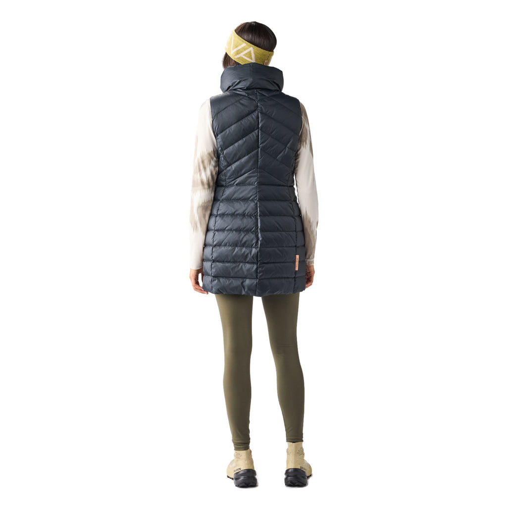 Women's Kapa II Down Insulated Vest in Black, on model back