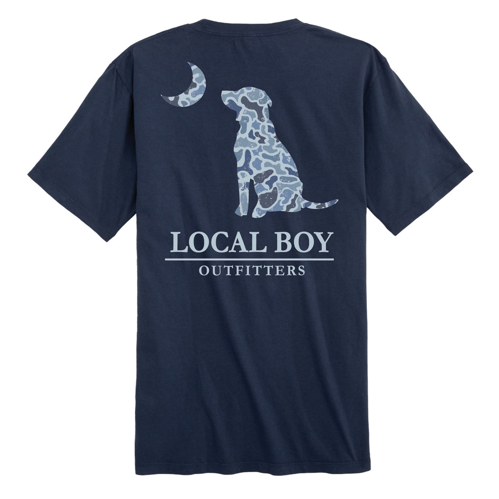 Men's Distressed Localflage Cobalt Dog & Moon Short Sleeve Tee Local Boy Outfitters - CNB CHINA BLUE