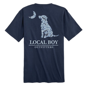 Men's Distressed Localflage Cobalt Dog & Moon Short Sleeve Tee Local Boy Outfitters - CNB CHINA BLUE