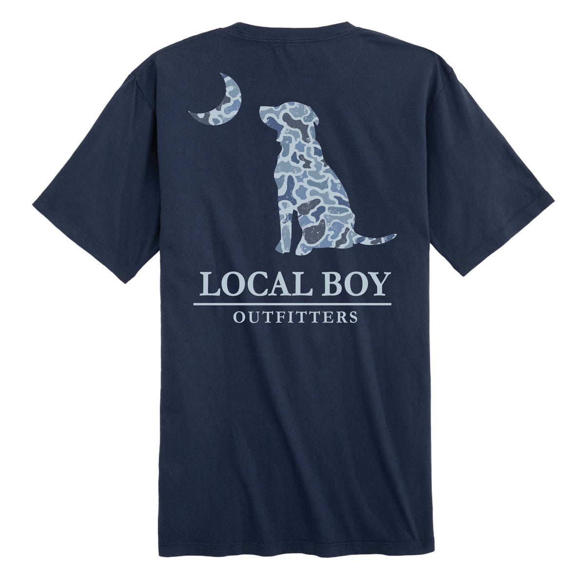 Men's Distressed Localflage Cobalt Dog & Moon Short Sleeve Tee Local Boy Outfitters - CNB CHINA BLUE