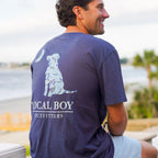 Men's Distressed Localflage Cobalt Dog & Moon Short Sleeve Tee Local Boy Outfitters