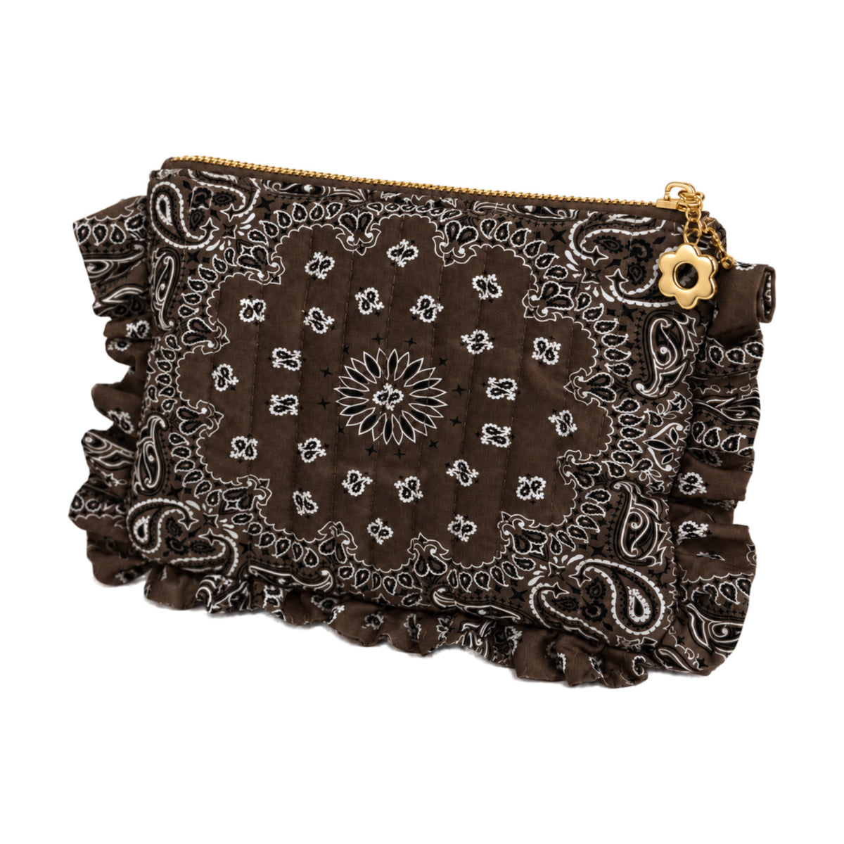 Bandana Ruffle Quilted Cosmetic Case Ellison+Young - COCO|BROWN