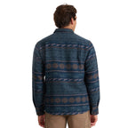 Men's Journey Jacquard Long Sleeve Flannel in Navy, on model back