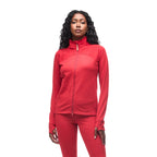 Women's Tenzo Full Zip Top in Tomato, on model front