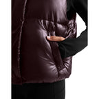 Women's Up For It Puff Shine Vest in Shine Cabernet, pocket detail