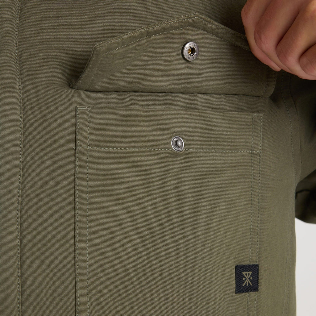 Men's Hebrides 2.0 Sherpa Jacket in Military, chest pocket detail
