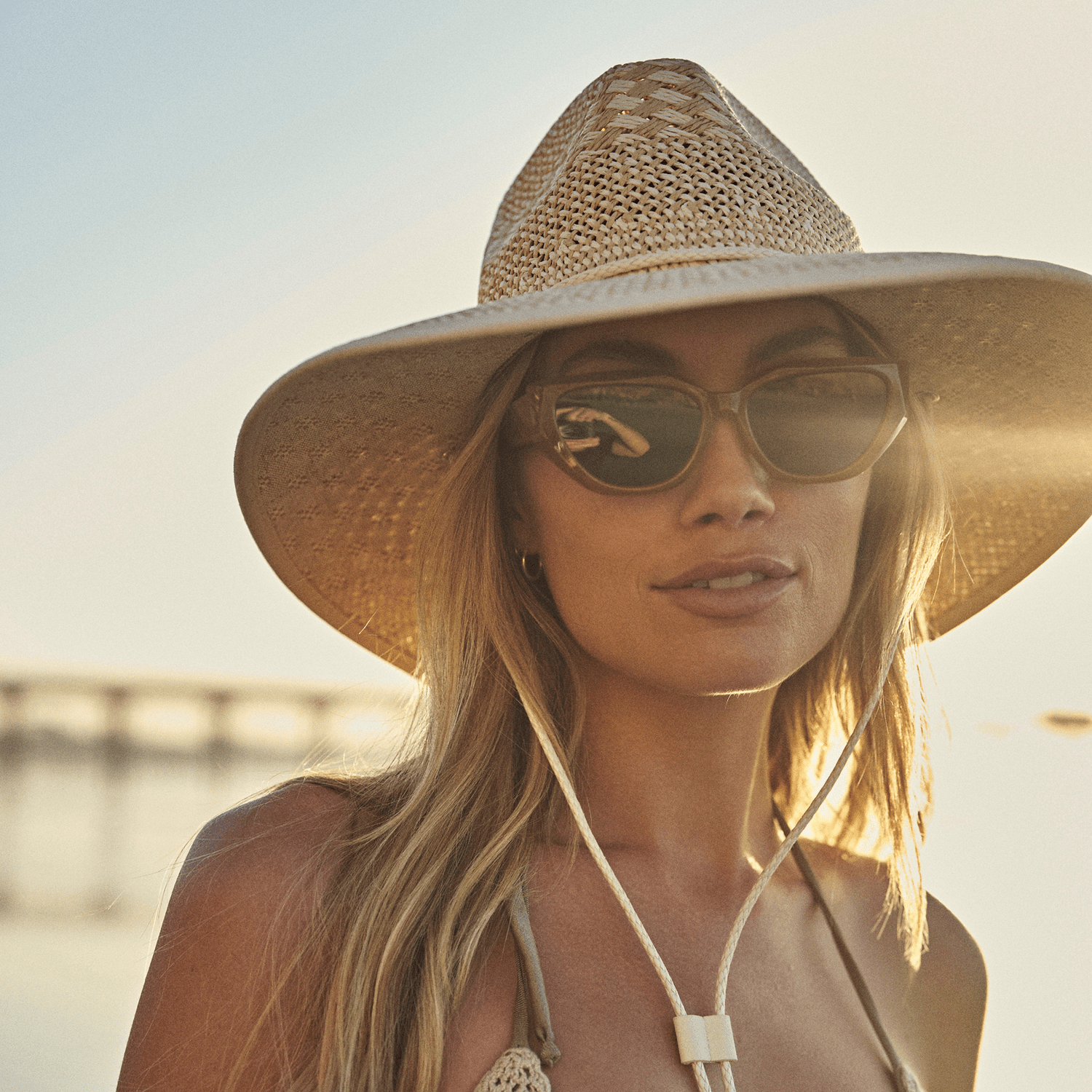 Women’s Lana UPF 50+ Lifeguard Straw Hat Hemlock - SAND / OS