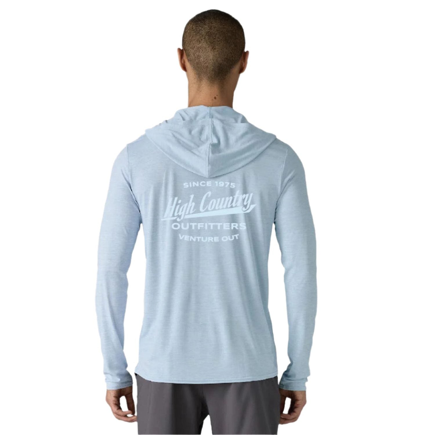 High Country Outfitters 01. MENS APPAREL - MENS LS SHIRTS - MENS LS HOODY Men's HC Capilene Cool Daily Hoody FLKB FLECK BLUE