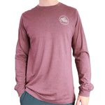 High Country Outfitters 01. MENS APPAREL - MENS T-SHIRTS - MENS T-SHIRT LS Men's HC GA Topo Tri Long Sleeve MAROON TRI