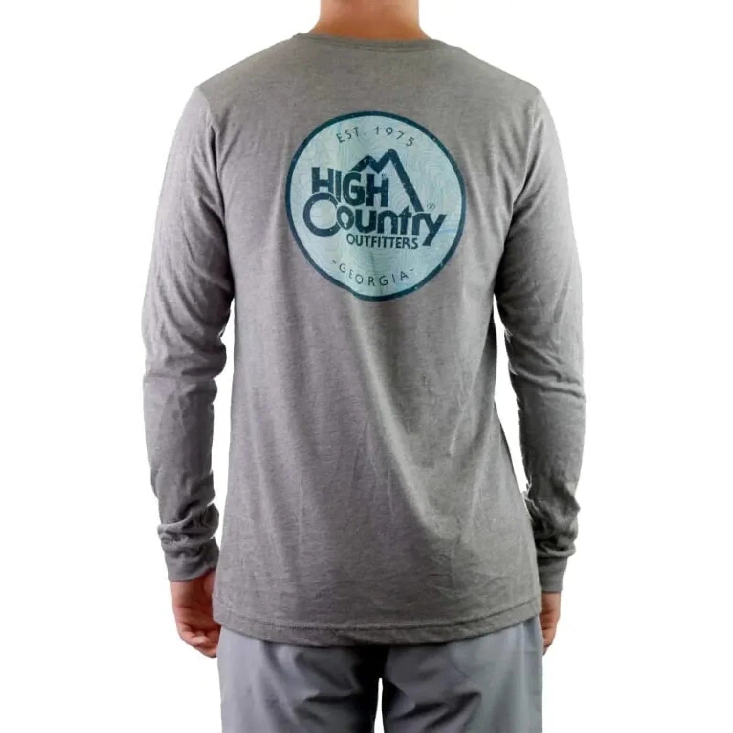 High Country Outfitters 01. MENS APPAREL - MENS T-SHIRTS - MENS T-SHIRT LS Men's HC GA Topo Tri Long Sleeve GREY TRI