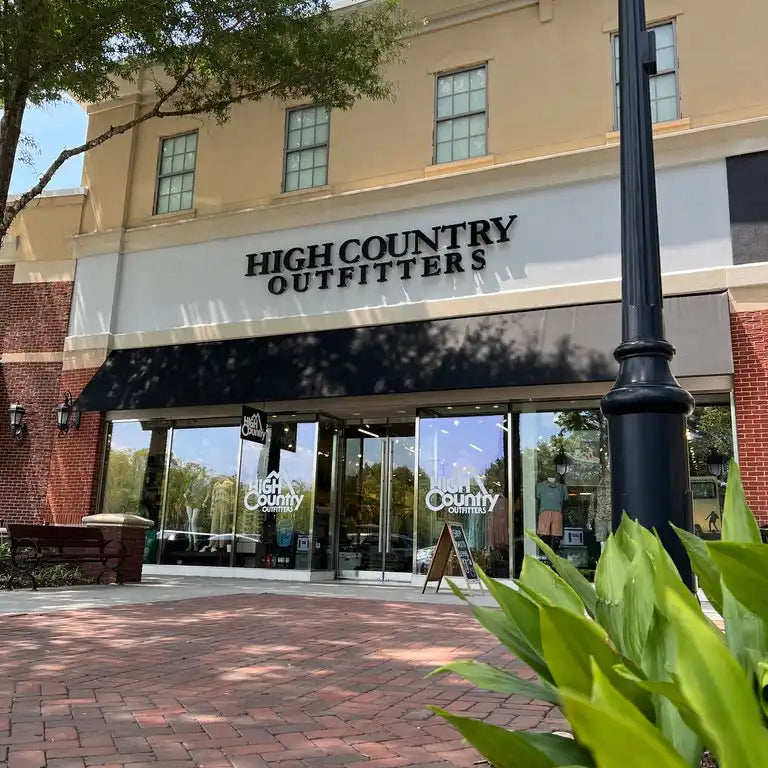 High Country Outfitters storefront with its sign and entrance.