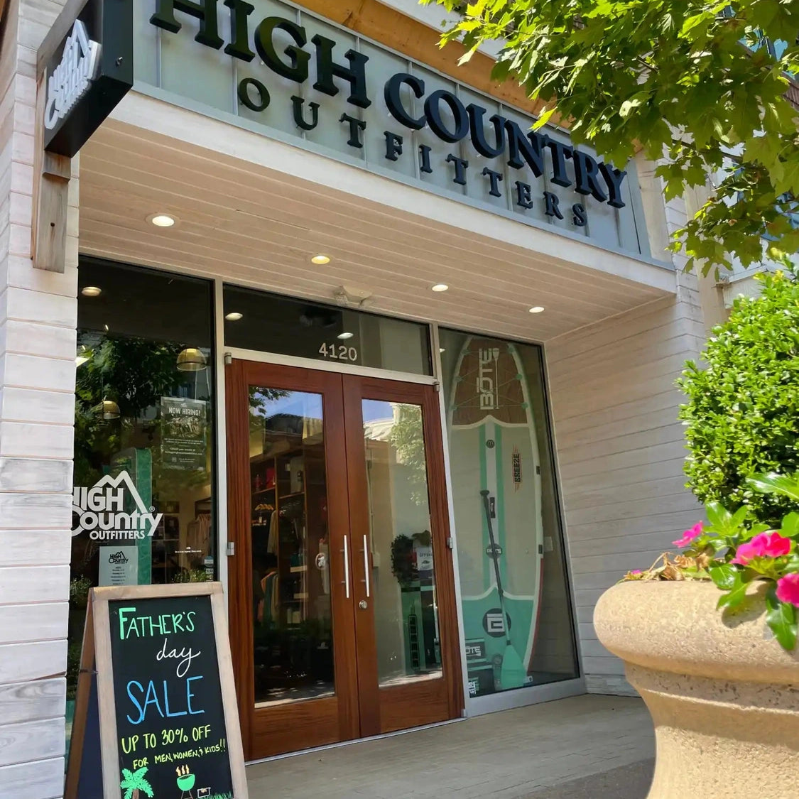 High Country Outfitters storefront with its sign and entrance.