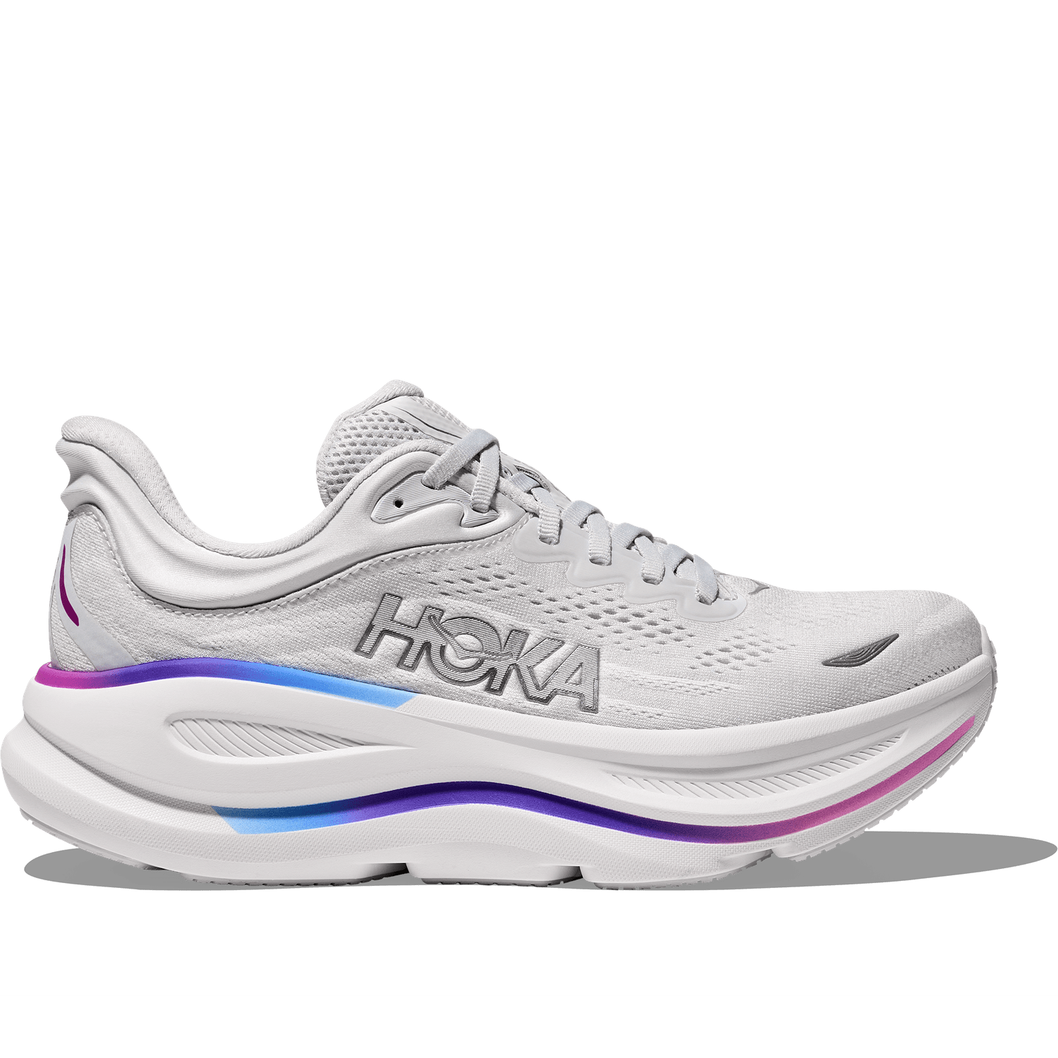 Hoka One One 05. WOMENS FOOTWEAR - WOMENS SHOES - WOMENS SHOES RUNNING Women's Bondi 9 COSMIC GREY | WHITE