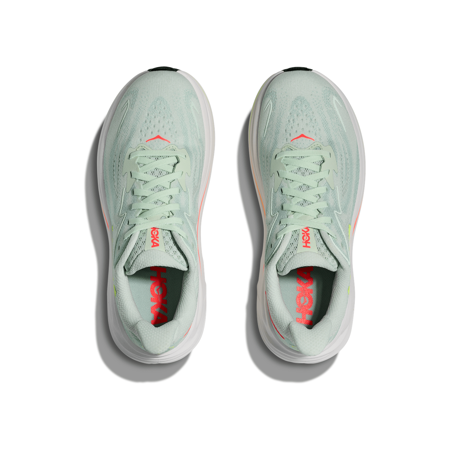 HOKA 05. WOMENS FOOTWEAR - WOMENS SHOES - WOMENS SHOES RUNNING Women's Clifton 10 SLSSN SEA GLASS | NEON FLAME