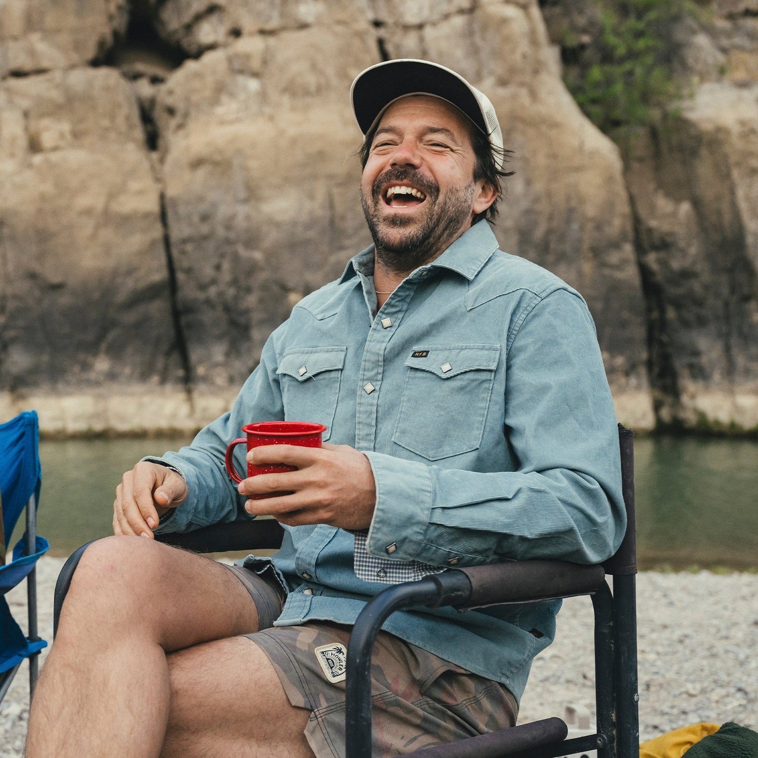 Howler Bros 01. MENS APPAREL - MENS JACKETS - MENS JACKETS CASUAL Men's Banning Corduroy Snapshirt IRON BLUE