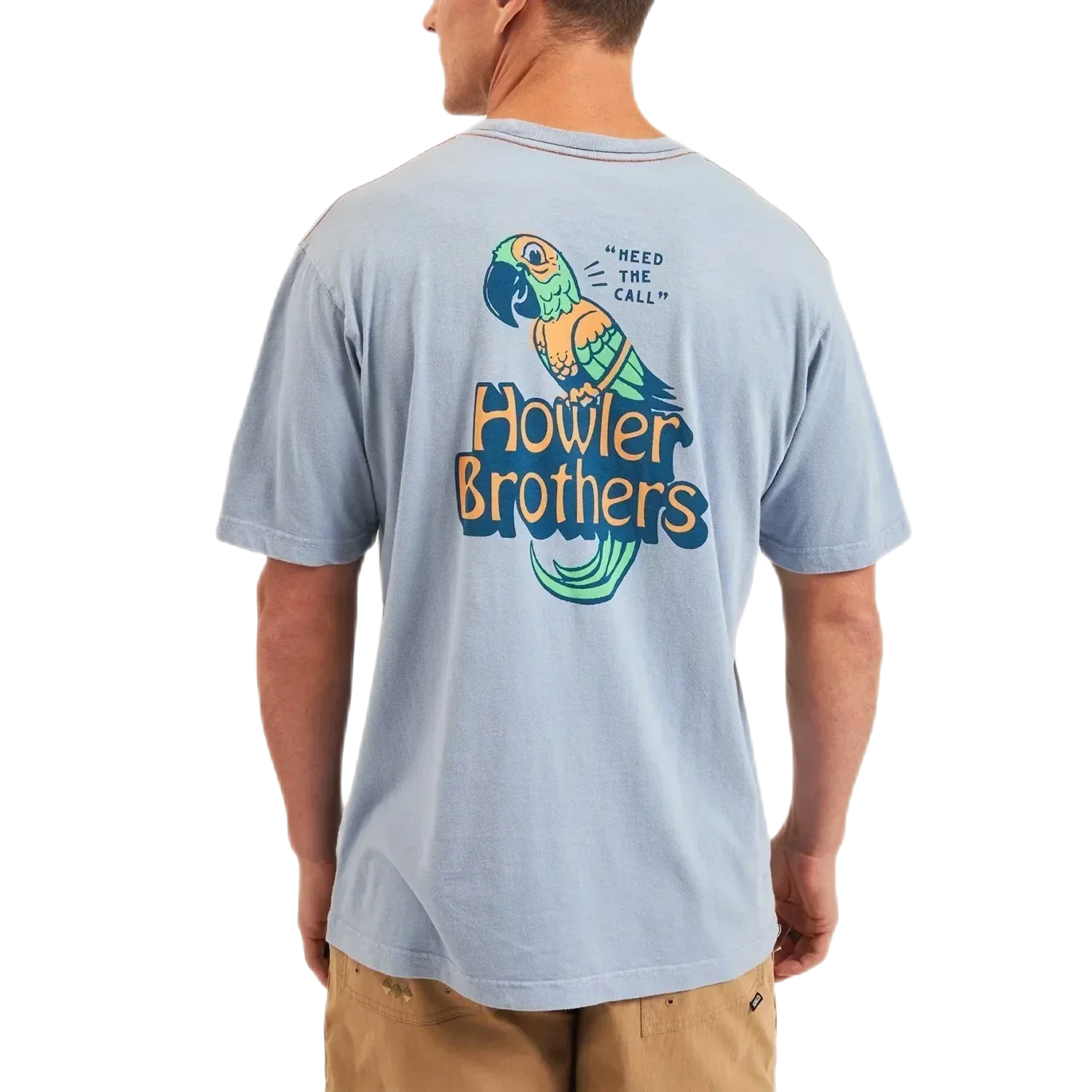 Howler Bros 01. MENS APPAREL - MENS T-SHIRTS - MENS T-SHIRT SS Men's Cotton T-Shirt CHATTY BIRD | DUSTY BLUE