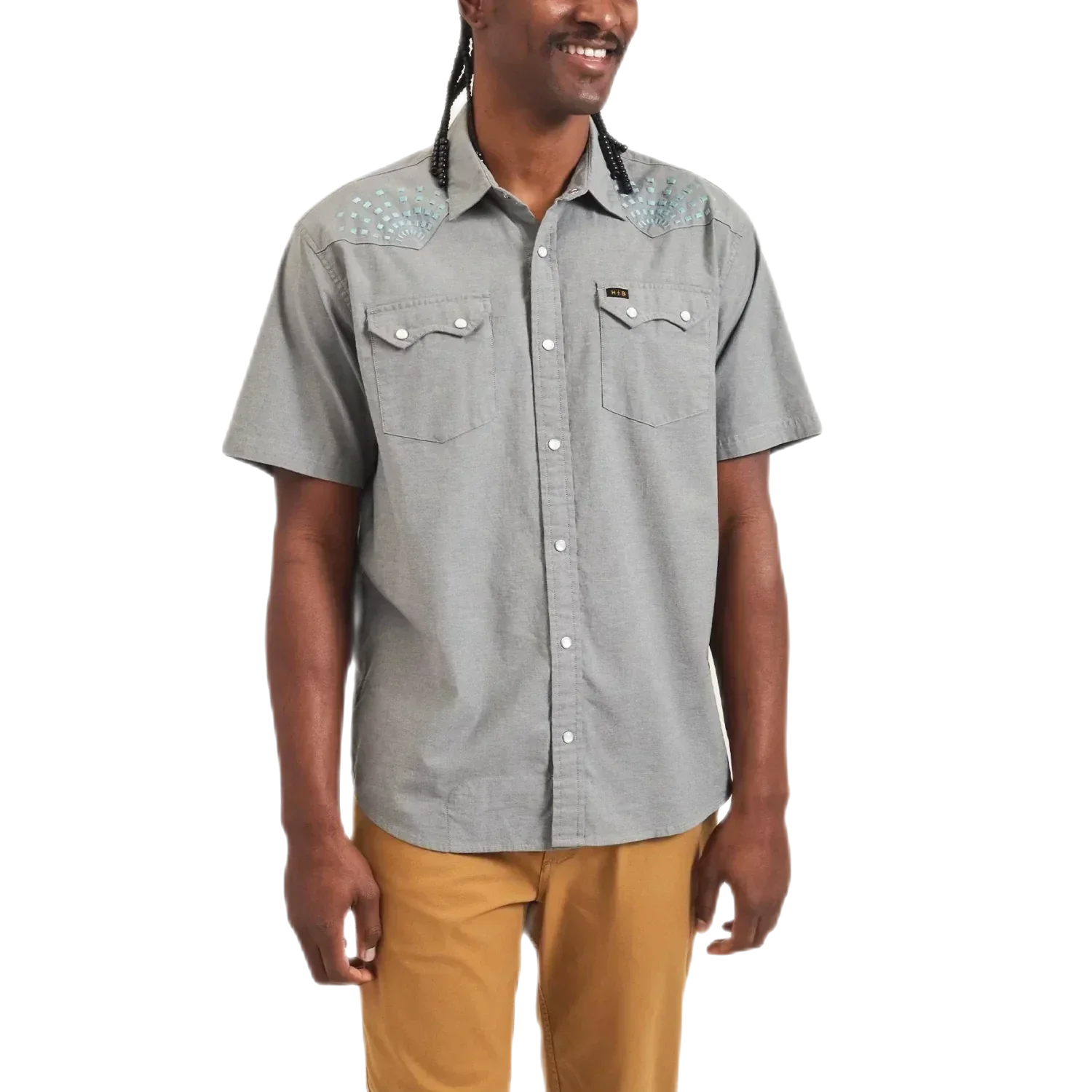 Howler Bros 01. MENS APPAREL - MENS SS SHIRTS - MENS SS BUTTON UP Men's Crosscut Deluxe Short Sleeve BEAMS| BLUE SPRUCE