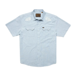 Howler Bros 01. MENS APPAREL - MENS SS SHIRTS - MENS SS BUTTON UP Men's Crosscut Deluxe Short Sleeve SEAGRASS | FADED BLUE MICROSTRIPE