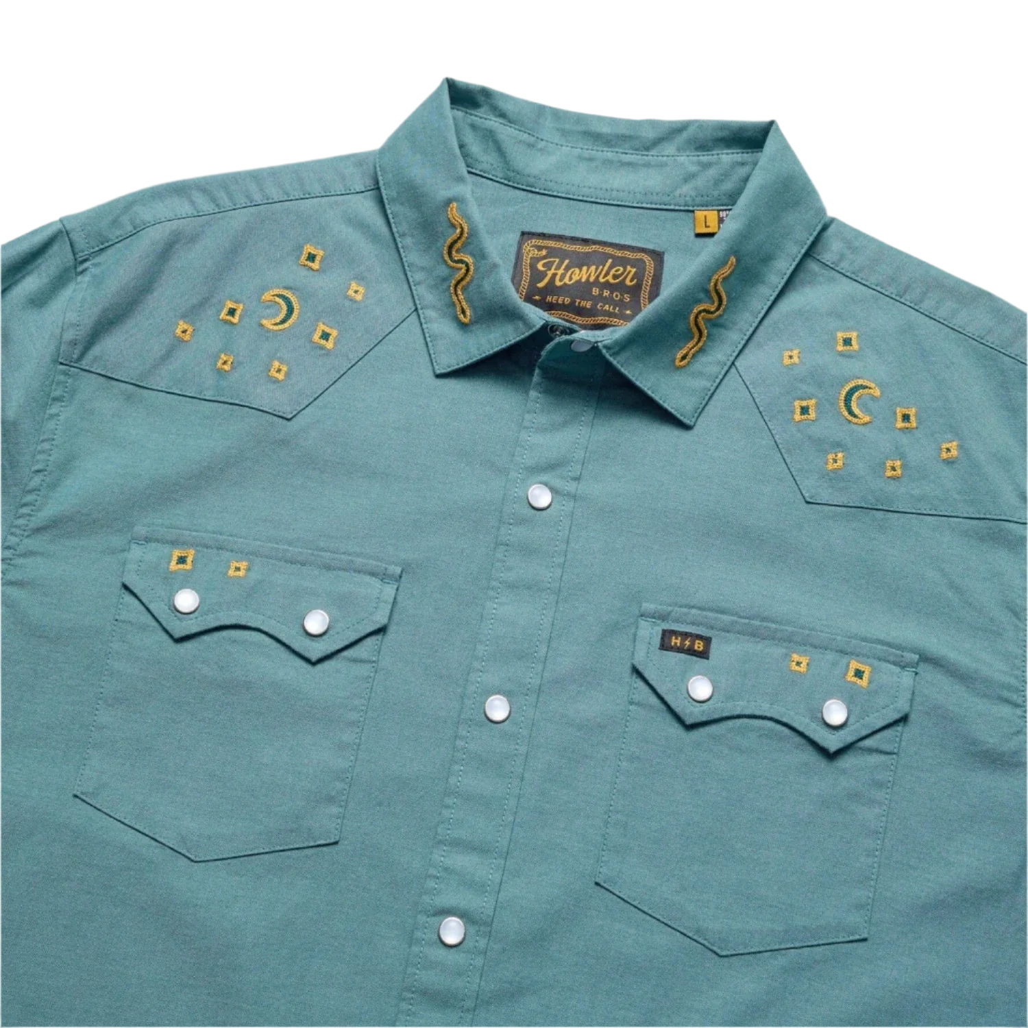 Howler Bros 01. MENS APPAREL - MENS SS SHIRTS - MENS SS BUTTON UP Men's Crosscut Deluxe Snapshirt NOCHE DE PAZ