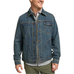 Howler Bros 01. MENS APPAREL - MENS JACKETS - MENS JACKETS CASUAL Men's Denim Depot Jacket PETTY MID WASH