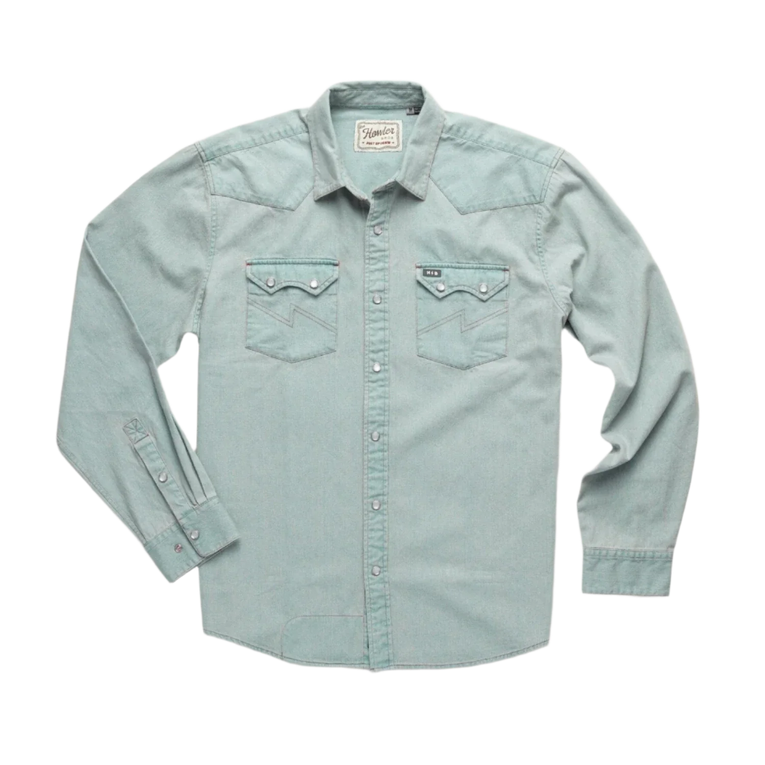 Howler Bros 01. MENS APPAREL - MENS LS SHIRTS - MENS LS BUTTON UP Men's Dust Up Denim LIGHT WASH