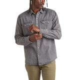 HOWLER BROS 01. MENS APPAREL - MENS LS SHIRTS - MENS LS BUTTON UP Men's Dust Up Denim Snapshirt JOVI GREY WASH