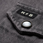 HOWLER BROS 01. MENS APPAREL - MENS LS SHIRTS - MENS LS BUTTON UP Men's Dust Up Denim Snapshirt JOVI GREY WASH