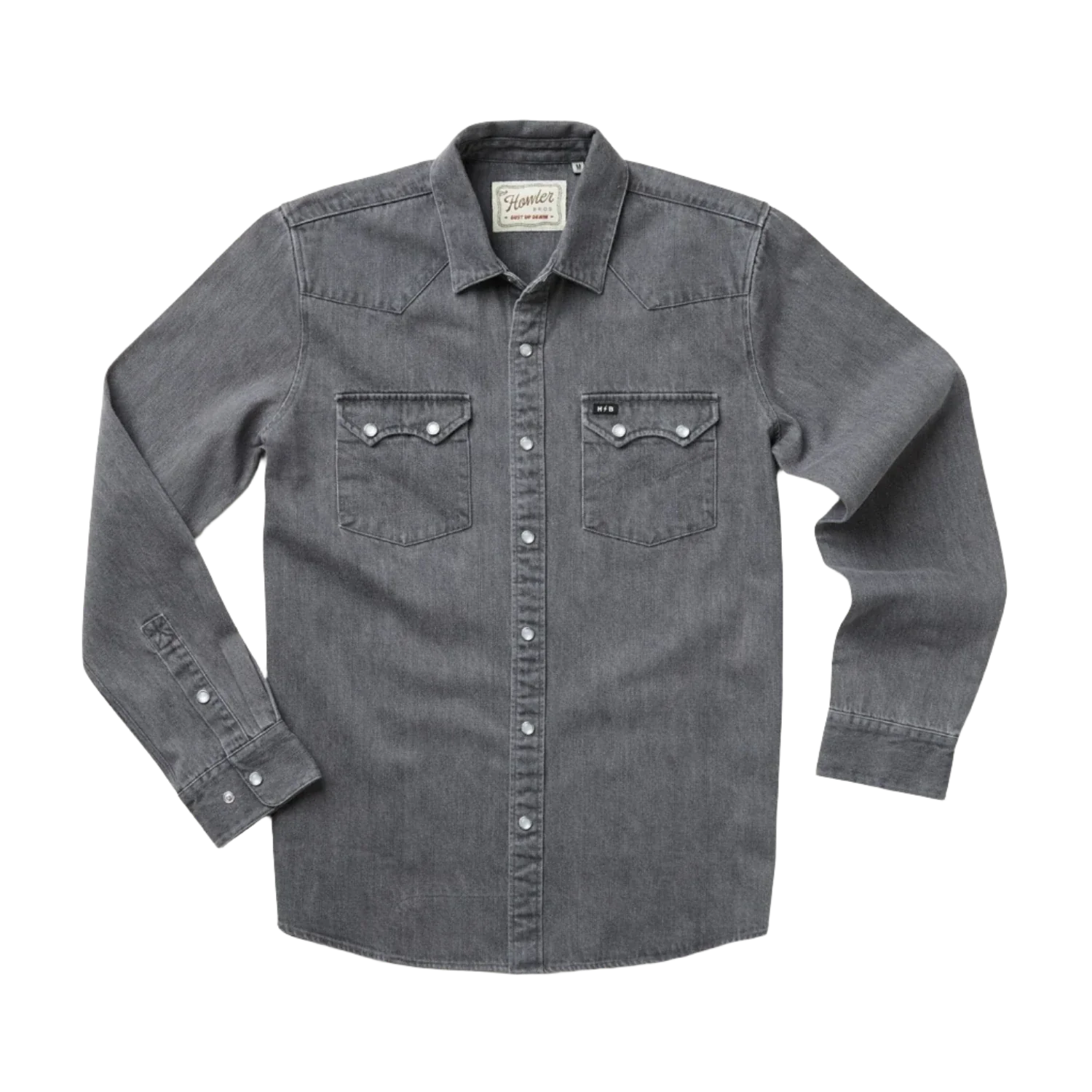 Howler Bros 01. MENS APPAREL - MENS LS SHIRTS - MENS LS BUTTON UP Men's Dust Up Denim Snapshirt JOVI GREY WASH