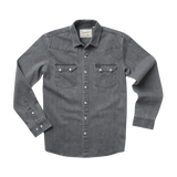 HOWLER BROS 01. MENS APPAREL - MENS LS SHIRTS - MENS LS BUTTON UP Men's Dust Up Denim Snapshirt JOVI GREY WASH