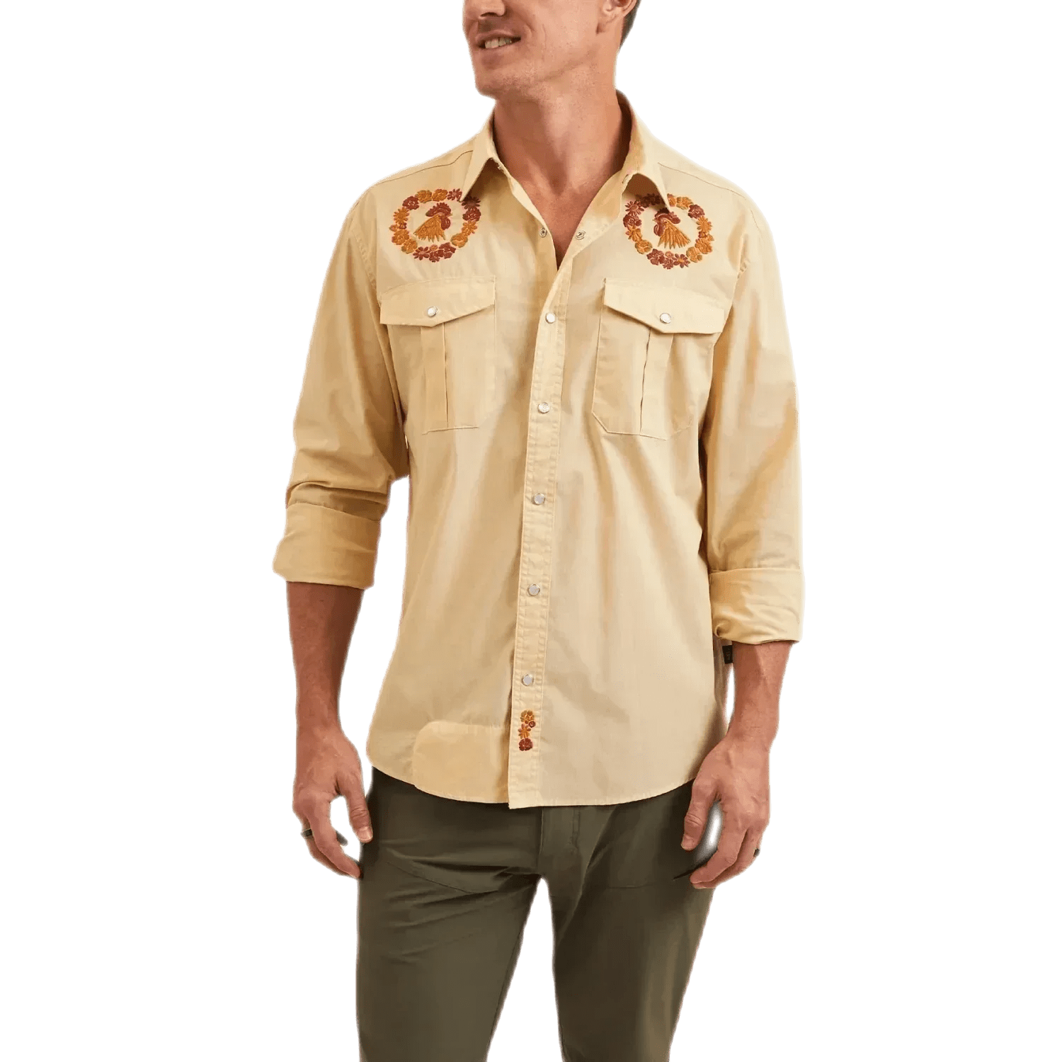 Howler Bros 01. MENS APPAREL - MENS LS SHIRTS - MENS LS BUTTON UP Men's Gaucho Snapshirt RING AROUND THE ROOSTER