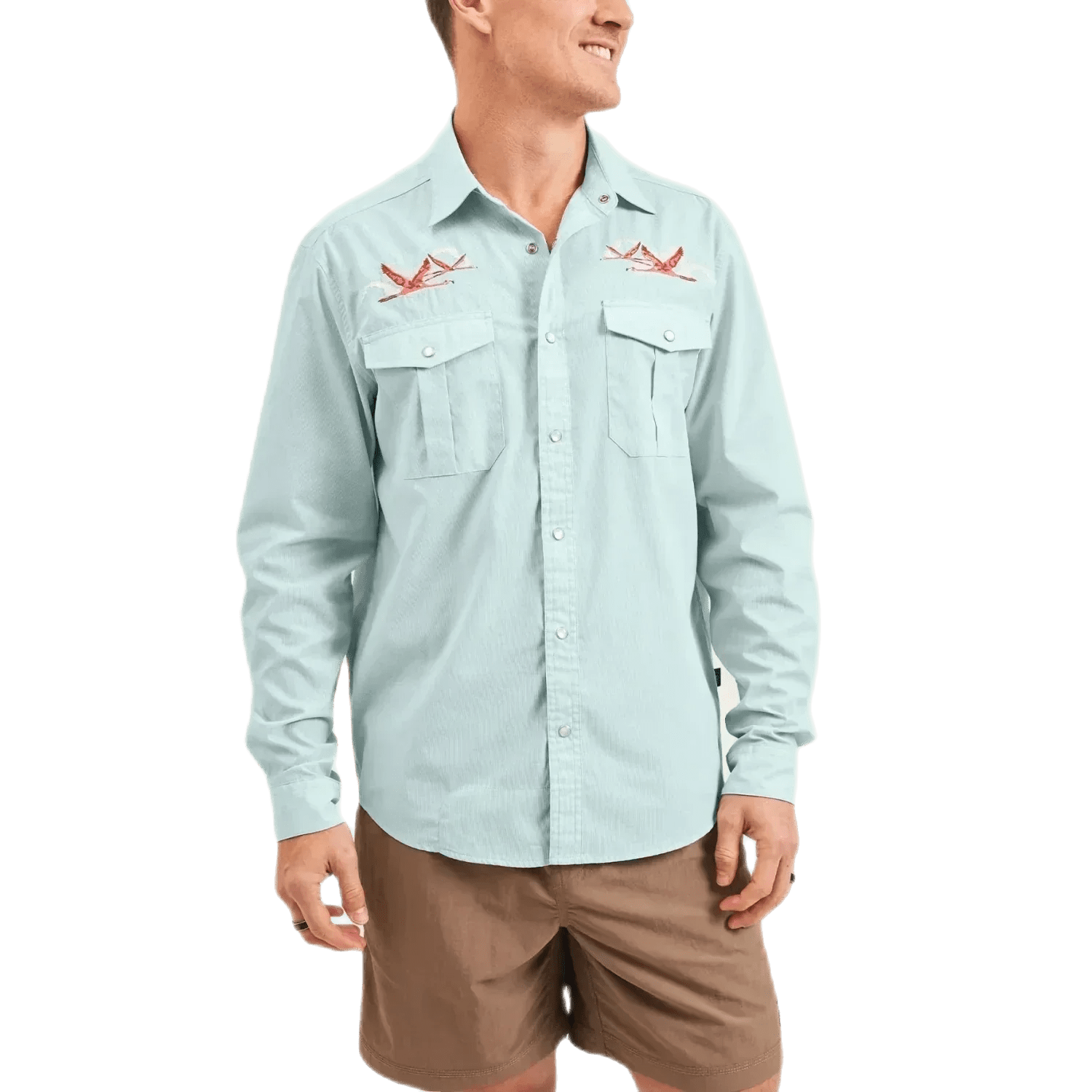 Howler Bros 01. MENS APPAREL - MENS LS SHIRTS - MENS LS BUTTON UP Men's Gaucho Snapshirt FLAMINGO FLIGHT