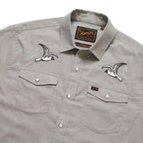 Howler Bros 01. MENS APPAREL - MENS SS SHIRTS - MENS SS BUTTON UP Men's H Bar B Snapshirt SEAGULLS | GREY OXFORD