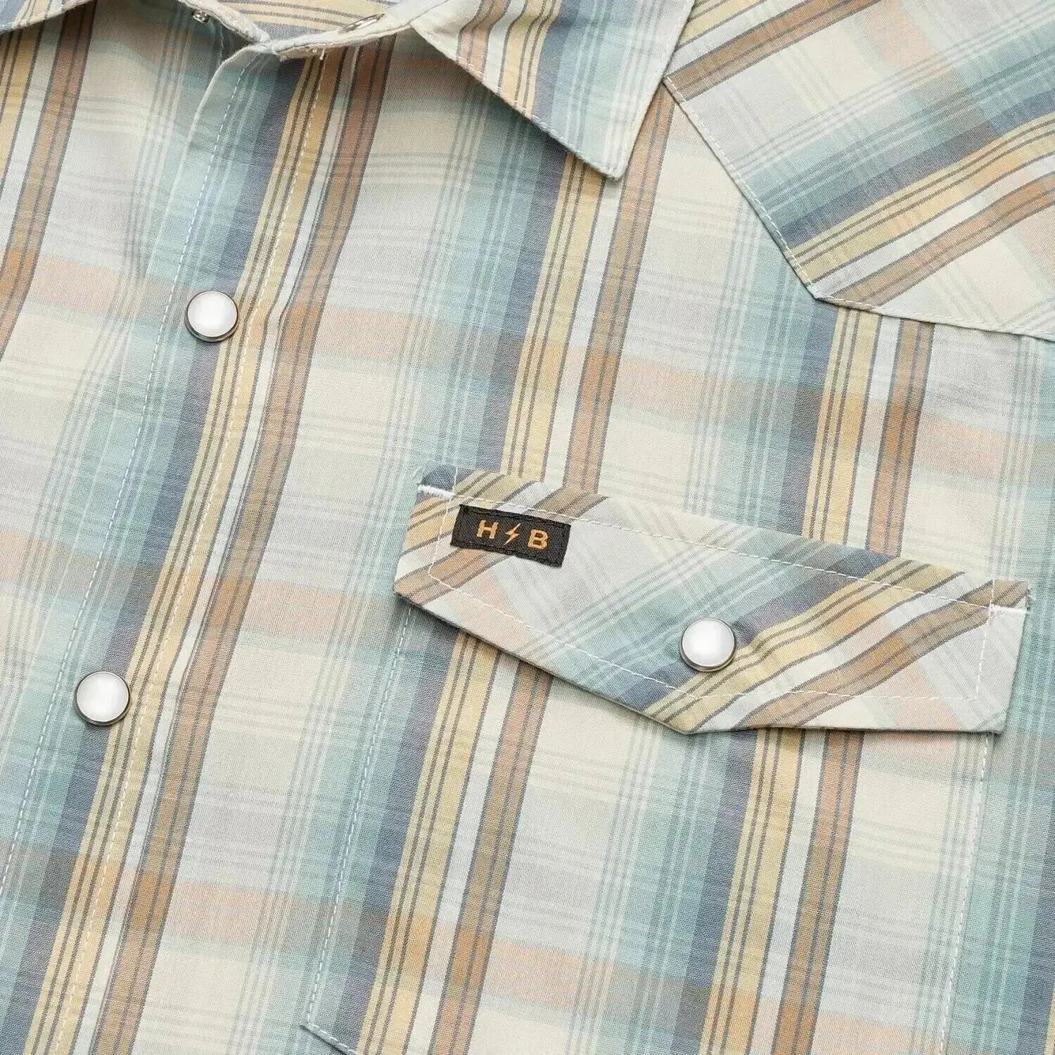 Howler Bros 01. MENS APPAREL - MENS SS SHIRTS - MENS SS BUTTON UP Men's H Bar B Snapshirt ISLEY PLAID | SEAFOAM