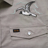 Howler Bros 01. MENS APPAREL - MENS SS SHIRTS - MENS SS BUTTON UP Men's H Bar B Snapshirt SEAGULLS | GREY OXFORD