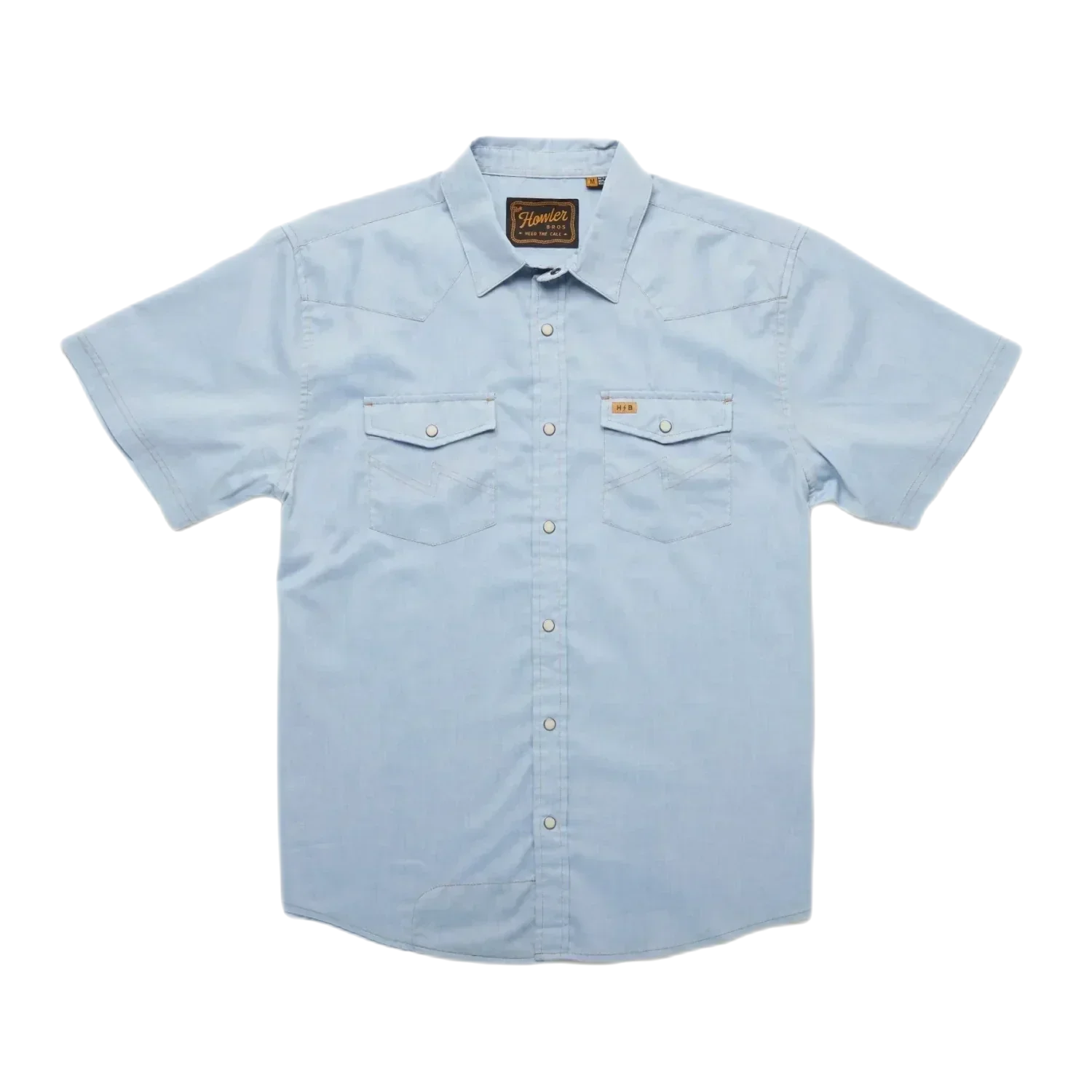 Howler Bros 01. MENS APPAREL - MENS SS SHIRTS - MENS SS BUTTON UP Men's H Bar B Snapshirt FADED BLUE OXFORD